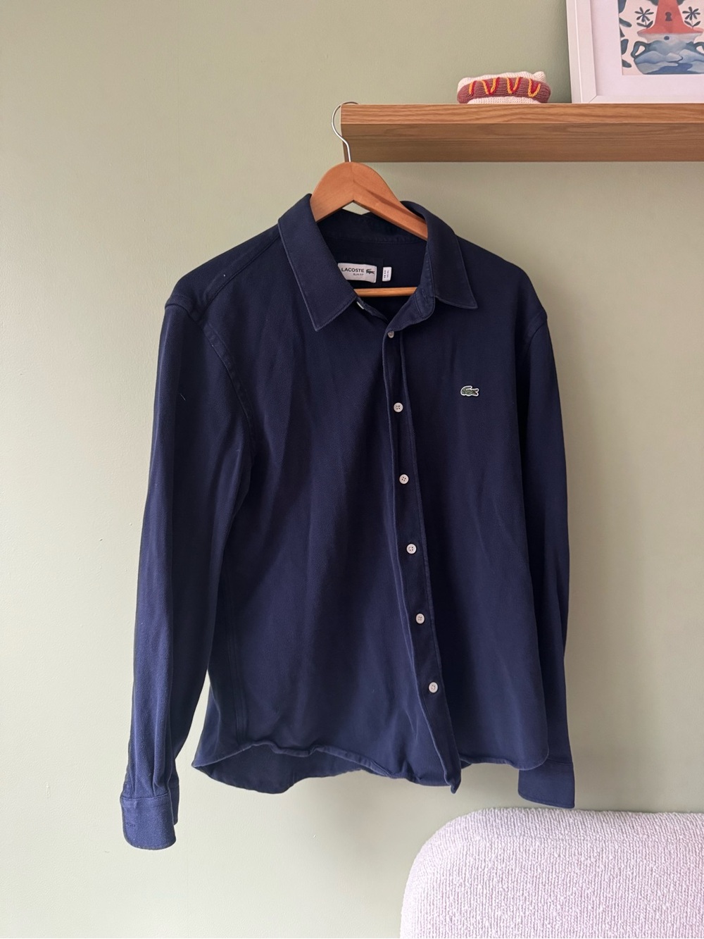 Lacoste Men’s Navy Blue Long-Sleeve Button-Down Shirt